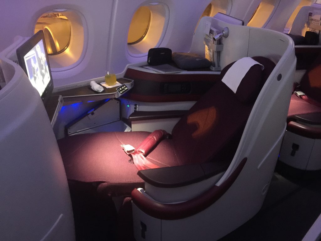 Klasa Biznes Qatar Airways A380 – fotel w klasie biznes